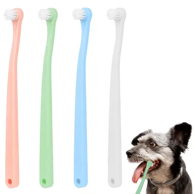 Produktbild von Set aus 4 weichen Zahnbürsten für kleine Hunde