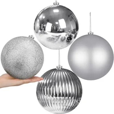 Produktbild von Weihnachtsbaumkugeln Set 4 Stück - Silber, 15 cm