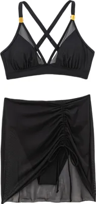 Produktbild von Bügel-Bikini Damen High Waisted Bikini Set Curvy Mesh Badeanzug Schwarz L