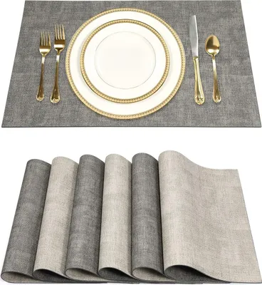 Produktbild von Lederartige Placemats-Set - waschbar und hitzebeständig - 6 Stück - 43 cm x 31 cm - PolyurethanKunstleder