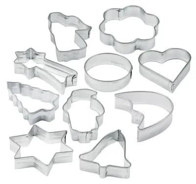 Immagine prodotto di Zenker Ausstecher-Set, 10-tlg., Ausstechform, Ausstech Form, Plätzchen Ausstecher, Weißblech Verzinnt, 7731