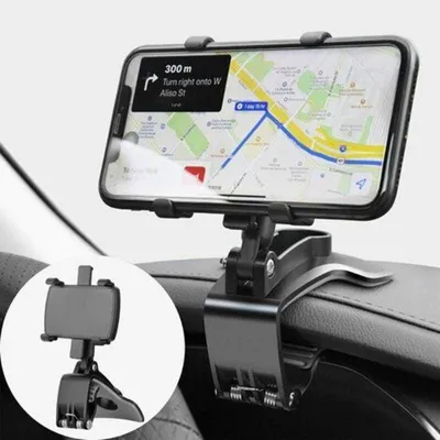 Produktbild von 360° drehbare Kfz-Handyhalterung für das Armaturenbrett, geeignet für Navigationsgeräte und Smartphones von 4–7 Zoll, 1 Stück, Schwarz