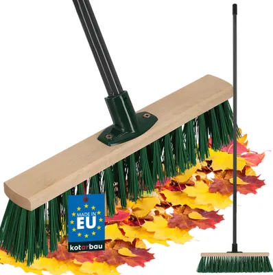 Produktbild von KOTARBAU® Besen mit Metallstiel 40 cm Straßenbesen mit Nylonborsten Kehrbesen aus Holz für Draußen & Drinnen Zimmerbesen mit Stiel Gartenbesen Grün