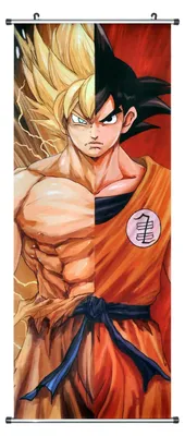 Obrázok produktu pre Veľký zvitkový obraz Dragon Ball | Kakemono z látky | Plagát 100x40cm | Motív: Super Saiyajin