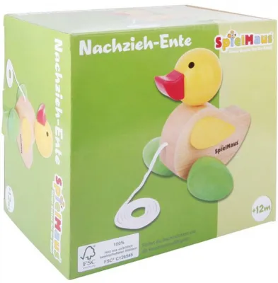 Productafbeelding van SpielMaus houten trekdiertje, muis.  trek-eend van gelakt hout