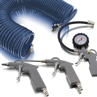 Produktbild von Bituxx® 4 tlg. Druckluft Zubehör Set für Kompressor Schlauch Reifendruck Ausblaspistolen MS-14457