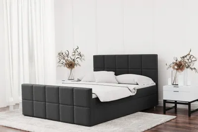 Produktbild von Boxspringbett Schlafzimmerbett JOST 200x220cm in Stoff Matt Velvet Anthrazit