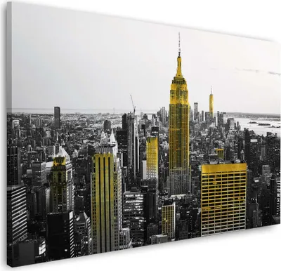 Produktbild von Gold New York City Skyline Wandbild Leinwandbild Kunstdruck XL Wanddeko: 90x60x4cm