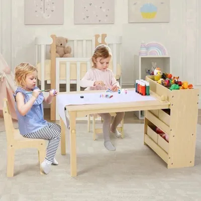 Obrázek produktu pro Dětský stolek se židličkou – Multifunkční dětský stolek – S úložným prostorem a rolovacím podáváním papíru