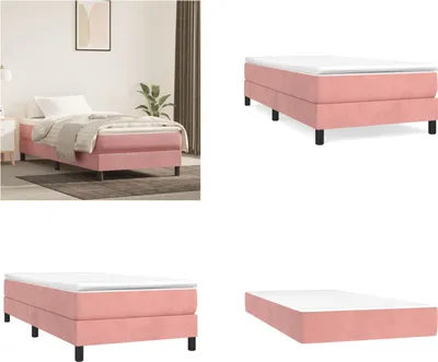 Obrázok produktu pre vidaXL Box spring posteľ s matracom ružová 90x200 cm zamat - Box spring posteľ - Box spring postele - Posteľ - Nábytok do spálne