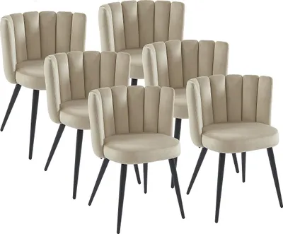 Produktbild von 6 stühle aus velours und schwarzem metall - Beige - PRANILA by Pascal Morabito