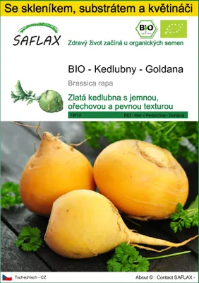 Obrázek produktu pro SAFLAX Kultivační sada - BIO - Kedlubny - Goldana - Brassica rapa - 500 Semena - S mini skleníkem, pěstebním substrátem a 2 květináči