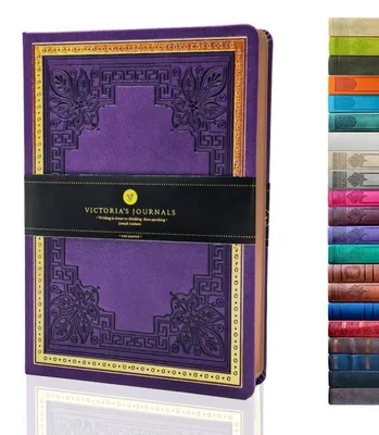 Productafbeelding van Dagboek, hardcover, kunstleer, vintage, geruit, A5, paars, 14,5 x 20,5 cm, 320 pagina's