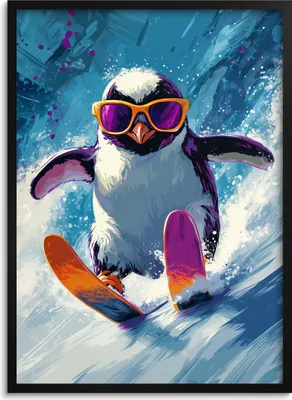 Produktbild von Gerahmtes Poster für Kinder Dekoration für Kinderzimmer Bild Pinguin
