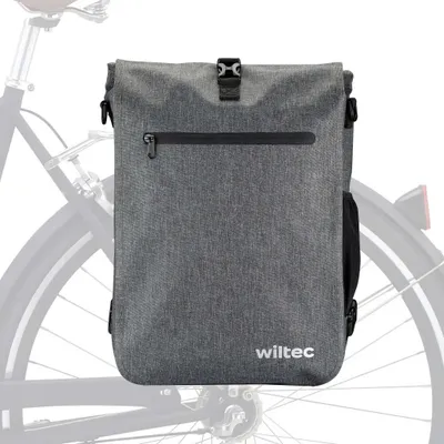 Obrázek produktu pro Brašna na kolo Wiltec šedá, batoh na kolo s úložným prostorem 25 l, brašna na zavazadla s přihrádkou na notebook, voděodolná brašna na kolo