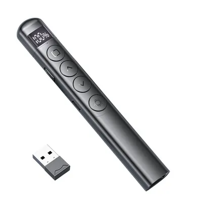 Zdjęcie produktu dla Laserowy wskaźnik prezentacyjny 2.4G Bezprzewodowy pilot zdalnego sterowania do prezentacji PowerPoint PPT Kompatybilny z systemami MAC/Windows/Linux dla komputerów Mac Laptop Obsługa funkcji przewracania stron i hiperłączy Plug and Play Idealny do profesjonalnych prezentacji Wykłady Spotkania Biuro Sala lekcyjna