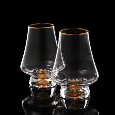 Obrázek produktu pro Sada 2 sklenic na whisky DUJUST s plátky 24karátového zlata 235 ml