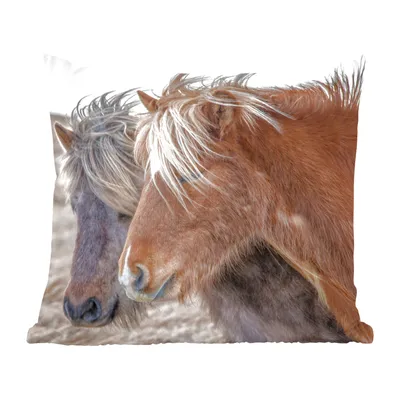 Produktbild von MuchoWow® Zierkissen Sofakissen Wohnzimmer Dekokissen 60x60 cm Pferde - Natur - Makro - Sitzfläche - Foto Polster