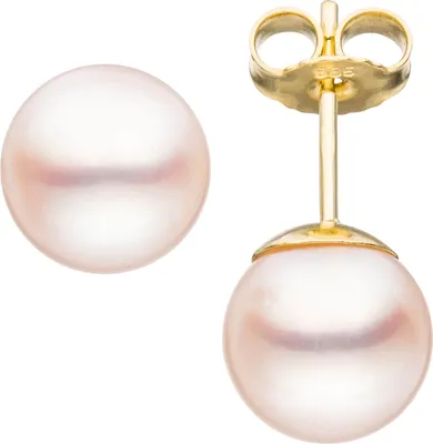 Produktbild von Paar Ohrstecker mit Akoya Perlen 7,5mm rund 585 Gold Gelbgold Ohrschmuck Damen