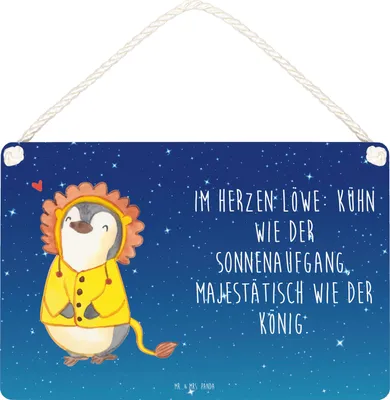Produktbild von Mr. & Mrs. Panda Schild Löwe Astrologie DIN A6 - Sternenhimmel Blau - Geschenk, Türschild, Sternzeichen, kleine aufmerksamkeit, Holzschild, Geburtstagsgeschenk, holzbild