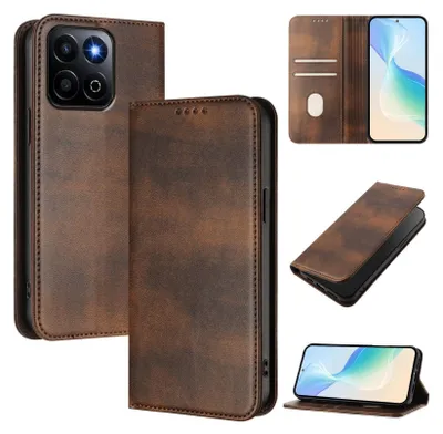 Image de Housse de téléphone portable pour Honor 400 Smart, Vintage Cuir RFID Protection Porte-carte Stand Fonction Housse magnétique à rabat Marron
