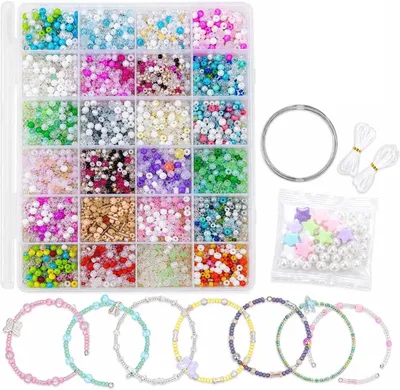 Productafbeelding van Kralenset: meer dan 3000 glaskralen, 24 kleuren, 2-5 mm, geschikt voor het maken van sieraden