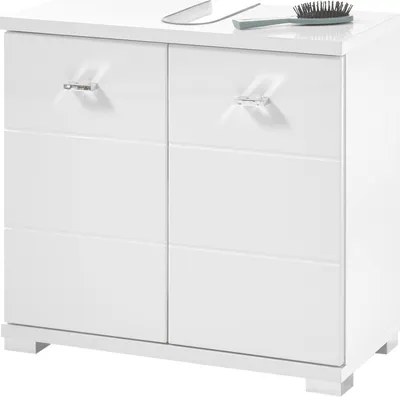 Produktbild von Waschbeckenunterschrank >Peter< in Weiß aus MDF - 60x57x30cm (BxHxT)