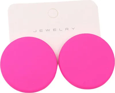 Produktbild von 1 Paar Ohrstecker, Bonbonfarben, geometrisch, Sprühfarbe, Piercing, schlicht, für Damen und Mädchen, große runde Ohrstecker, Modeschmuck, Geschenk für Freundinnen-Purpurrot