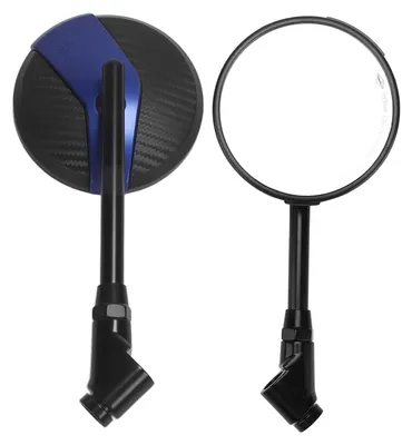 Obrázek produktu pro Zpětné zrcátko na motorku, kulaté, v karbonovém provedení, otočné o 360 stupňů, univerzální, pro základnu 8 mm/10 mm, modré