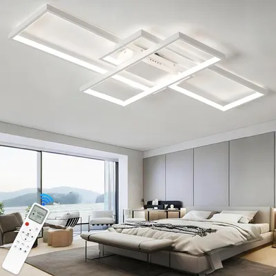LED-Deckenleuchte 105 W dimmbar mit Fernbedienung, Weiß 140 cm