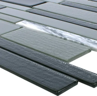 Produktbild von Mosaikfliesen Glas Naturstein Kalamos Schwarz Grau
