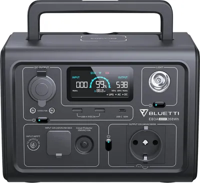 Produktbild von Bluetti EB3A, Lithium-Eisen-Phosphat (LiFePO4), 12000 mAh, AC, Zigarettenanzünder, Solar, 268,8 Wh, Power Delivery, 600 W
