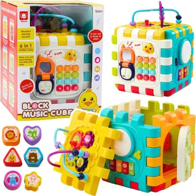 Obrázok produktu pre Vzdelávacia hudobná kocka Interaktívna pre batoľatá 6v1