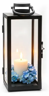 Metall-Laterne 30 cm, schwarz, Outdoor, Windlicht, stand- und hängend