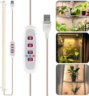 Produktbild von LED Pflanzenlampe Timer,LED Grow Lampe Dimmbar, Pflanzenlicht Sonnenlicht, Blumenlampe Wachstumslampe Gewächshaus Kräuter Blume(1 Lichtröhre,50cm)