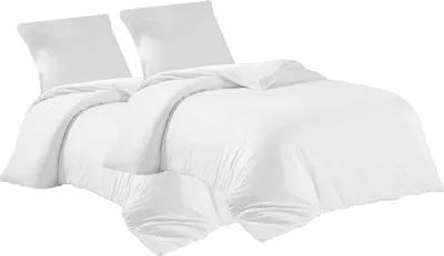 Produktbild von Bettwäsche 2er 135x200 + 2er 80x80 cm Weiß Bettbezug Baumwolle, 4-teilig