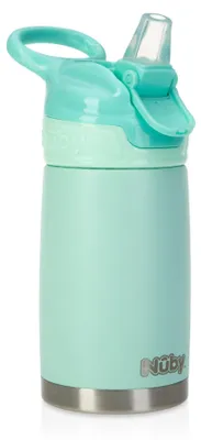 Produktbild von Nuby Thirsty Kids Flip-It Edelstahlflasche 300ml auslaufsicher Baby Minze Design