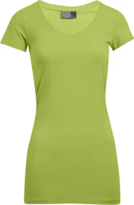 Produktbild von Slim-Fit V-Ausschnitt T-Shirt Lang Damen Wilde Limette, XS