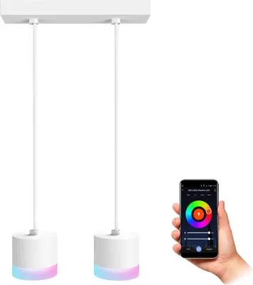 Produktbild von SSC LUXon VORA Design Hängeleuchte 2-flammig Alexa, Siri & Google kompatibel - Pendellampe hängend inkl. Smart GX53 LEDs RGBW WLAN