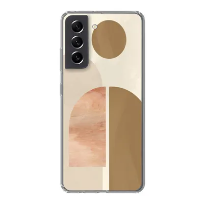 Produktbild von MuchoWow® Handyhülle Schutzhülle Hülle für Samsung Galaxy S21 FE Rosa - Braun - Design Silikon Softcase Handy Hülle - Mobiltelefonhülle