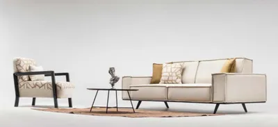 Immagine prodotto di Divano completo in tessuto divano a due posti poltrona beige imbottito divano moderno