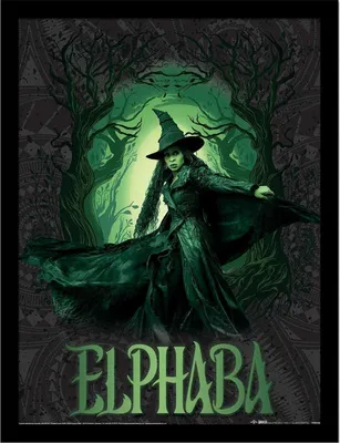 Image de Wicked - Lueur Poster encadré, Elphaba PM12495 (40 cm x 30 cm) (Noir/Vert)