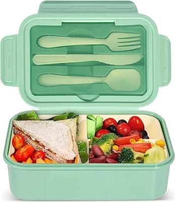Obrázek produktu pro Uzavíratelná taška na jídlo pro dospělé, 1400 ml, bento box se 3 přihrádkami, vhodná do mikrovlnné trouby a myčky nádobí, do školy, do kanceláře, na piknik, na cesty
