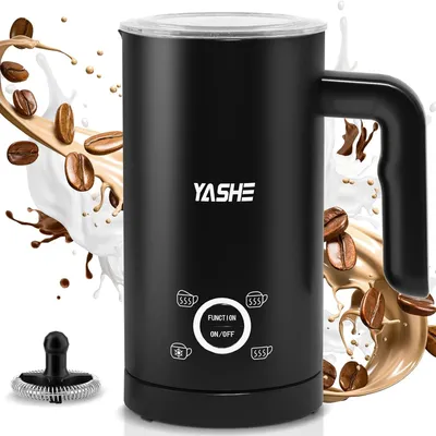 Image de YASHE Mousseur à Lait Électrique 4 en1, 300ml Chauffe-Mousse, Silencieux & Facile à Nettoyer, Noir