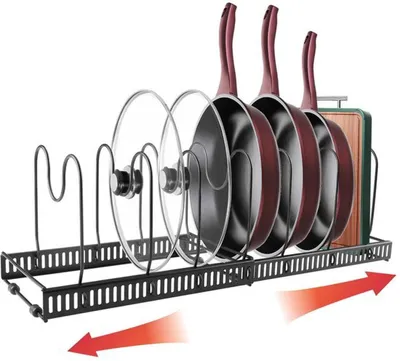 Produktbild von Unyqoos-Pfannendeckelhalter mit verstellbaren Fächern® und modernem Design für Küchenorganisation