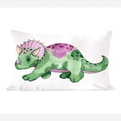 Produktbild von MuchoWow® Zierkissen Sofakissen Wohnzimmer Dekokissen 60x40 cm Dinosaurier - Kinderzimmer - Grün - Jungen - Mädchen - Kinder - Kopfkissen - Polster mit Foto