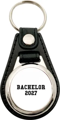 Produktbild von Huuraa Schlüsselanhänger Bachelor 2027 Abschluss Metall mit Kunstleder Schlüsselring Einkaufswagenchip Geschenkidee