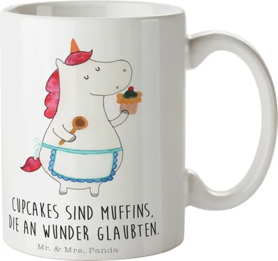 Produktbild von Mr. & Mrs. Panda Kaffeebecher Einhorn Küche - Weiß - Geschenk, Torte, haferl, Tasse mit Spruch, Unicorn, Einhörner, Kaffeetasse, Teetasse, Trinkbecher, Motivation, design