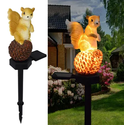 Solar-Eichhörnchen-Licht aus Harz, Gartendeko, LED, wasserdicht