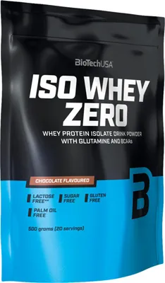 Obrázok produktu pre BioTech USA Iso Whey Zero 500 g caffé latte / Srvátkové izoláty / Prémiový extrémne rýchlo vstrebateľný srvátkový izolát obohatený o aminokyseliny BCAA a glutamín